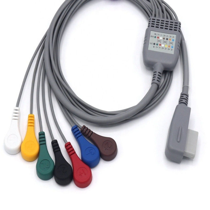 ISO13485 Recorder ECG Holter kabel draagbaar met 7 leidingen snap
