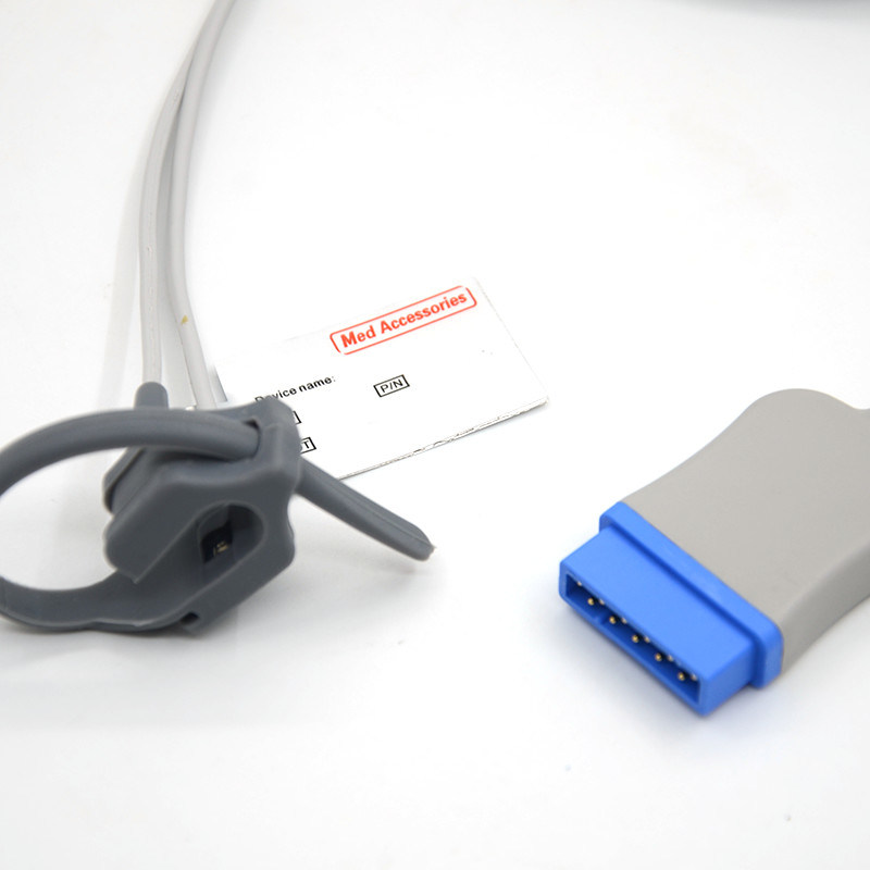GE 11 pin Vrouwelijke vinger TPU Grijze Spo2 Sensor Cable Single Pack voor alle patiënten