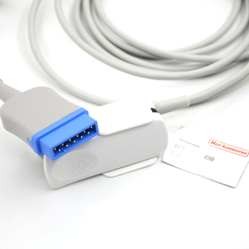 GE 11 pin Vrouwelijke vinger TPU Grijze Spo2 Sensor Cable Single Pack voor alle patiënten