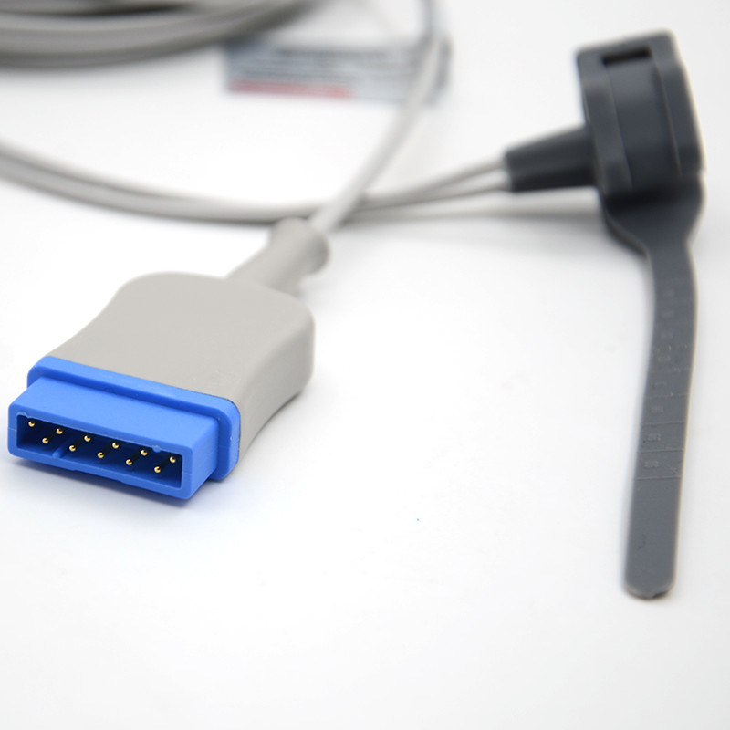 GE 11 pin Vrouwelijke vinger TPU Grijze Spo2 Sensor Cable Single Pack voor alle patiënten