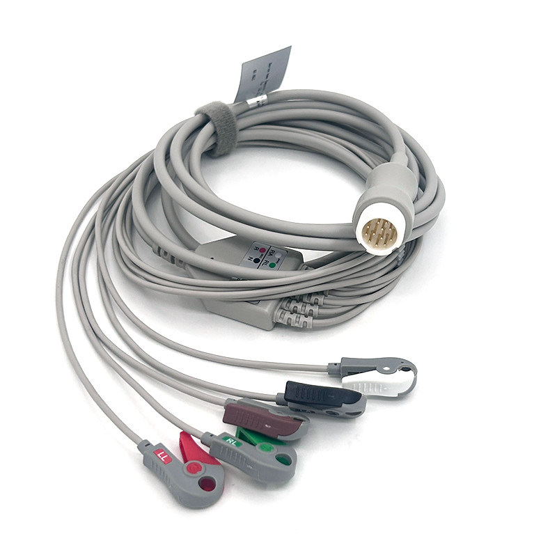 HP 12Pin 5lead WIRES EKG Monitor Kabel Grijze Kleur Latexvrij Multi Functie