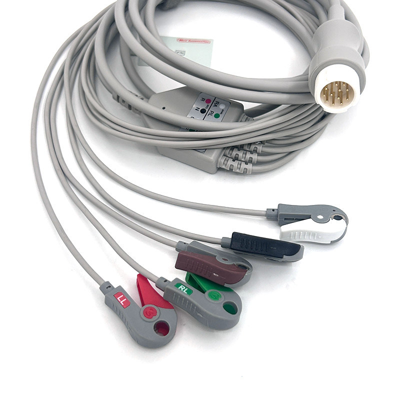 HP 12Pin 5lead WIRES EKG Monitor Kabel Grijze Kleur Latexvrij Multi Functie