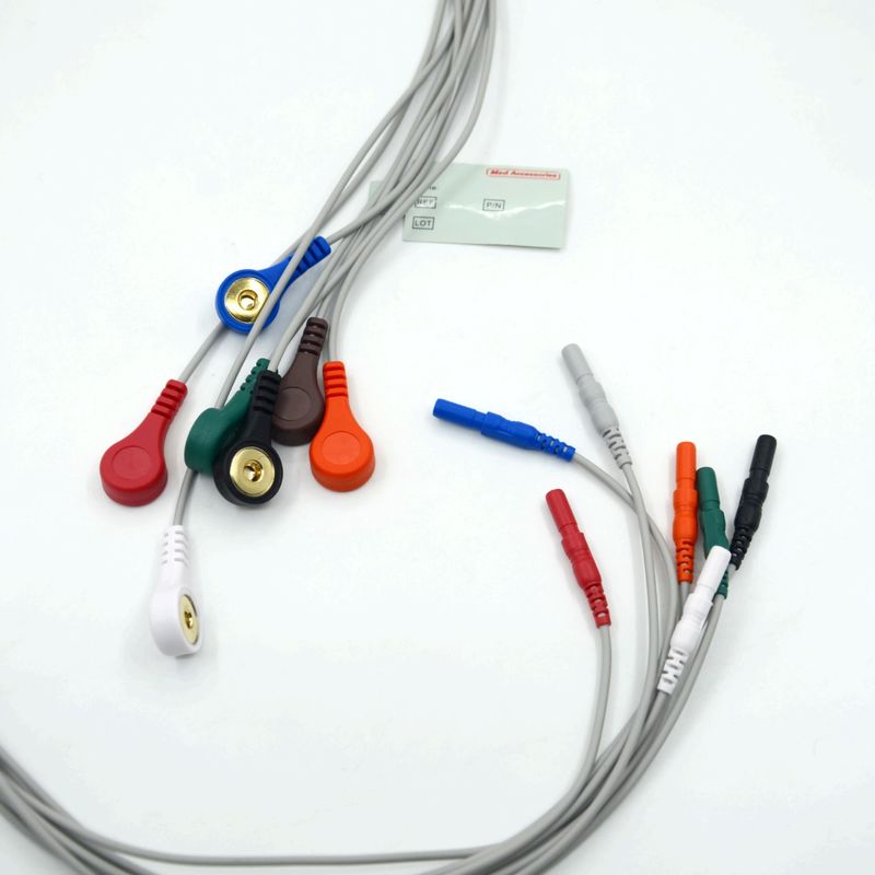 Hoge kwaliteit Din Type 7 Lead Snap Holter Recorder Ecg Lead Drones