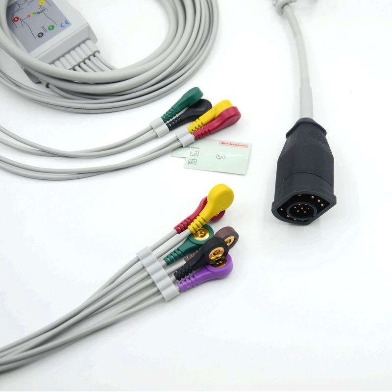 Compatibele Zoll 10 Leads Snap Type IEC Standard EKG kabel en draden