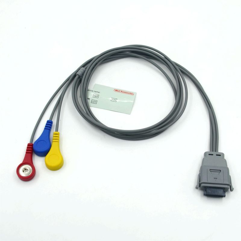 Compatibele Edan SE-2003 5-aderige Holter ECG-kabel met drukknop, gebruikt voor volwassenen/kinderen