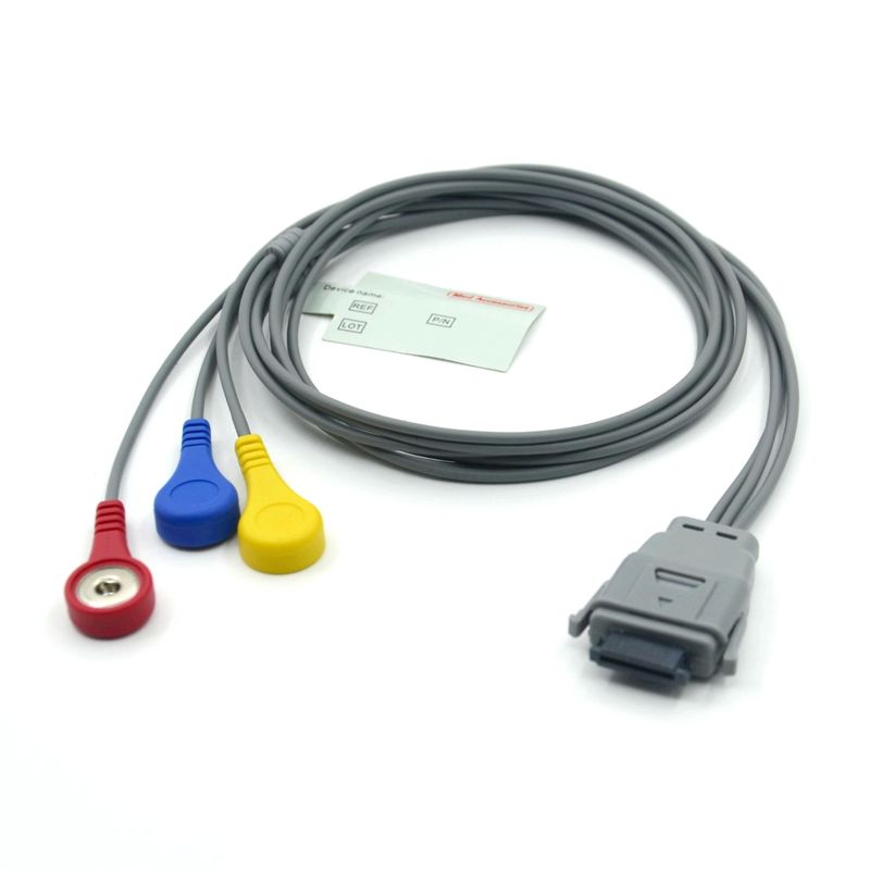 Compatibele Edan SE-2003 5-aderige Holter ECG-kabel met drukknop, gebruikt voor volwassenen/kinderen