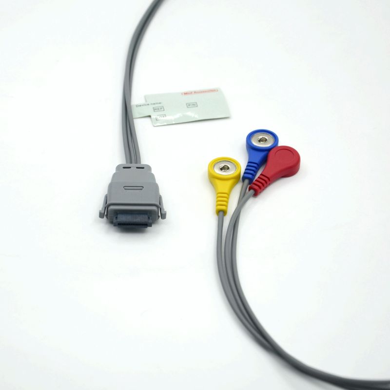 Compatibele Edan SE-2003 5-aderige Holter ECG-kabel met drukknop, gebruikt voor volwassenen/kinderen