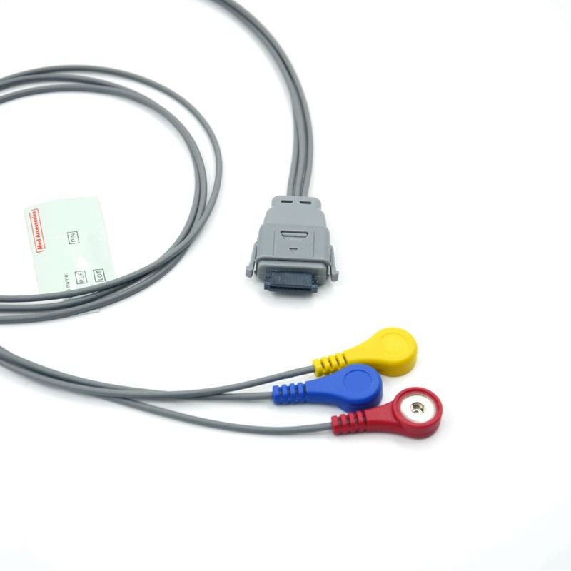 Compatibele Edan SE-2003 5-aderige Holter ECG-kabel met drukknop, gebruikt voor volwassenen/kinderen