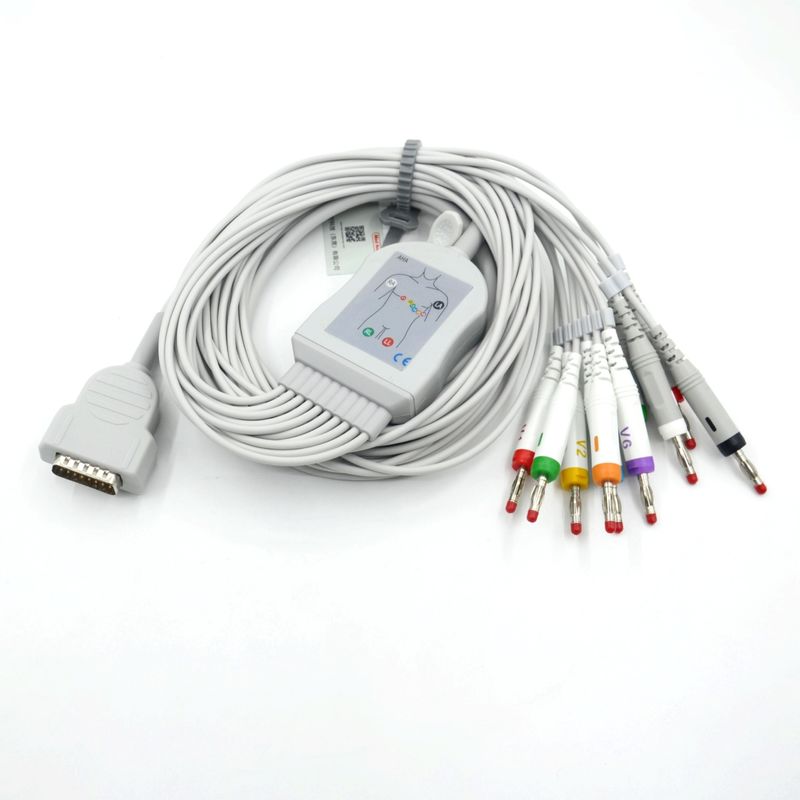 Compatibele Nihon Kohden 10-aderige EKG medische ECG-kabel 4.0 banaan AHA voor patiëntmonitoraccessoire