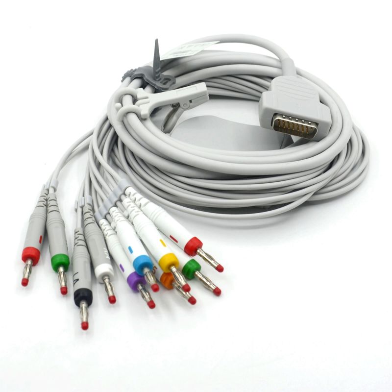 Compatibele Nihon Kohden 10-aderige EKG medische ECG-kabel 4.0 banaan AHA voor patiëntmonitoraccessoire