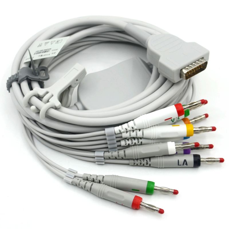 Compatibele Nihon Kohden 10-aderige EKG medische ECG-kabel 4.0 banaan AHA voor patiëntmonitoraccessoire