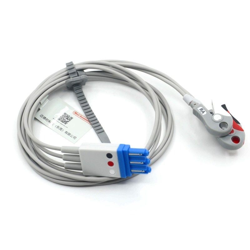 Compatibel Philips 3-lead Ecg-kabel Leads Drones With Grabber AHA Kleur CE&ISO13485