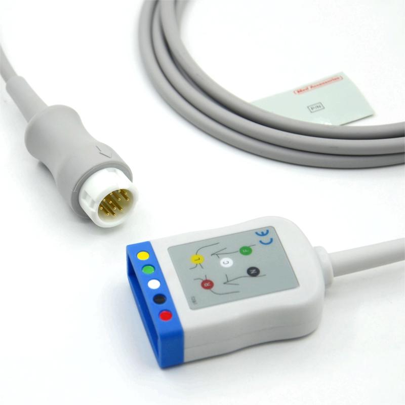 Medische apparatuur OEM compatibel met HP 5 leads IEC 12 pins monitor ECG trunk kabel