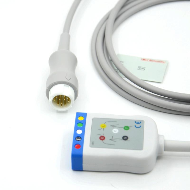 Medische apparatuur OEM compatibel met HP 5 leads IEC 12 pins monitor ECG trunk kabel