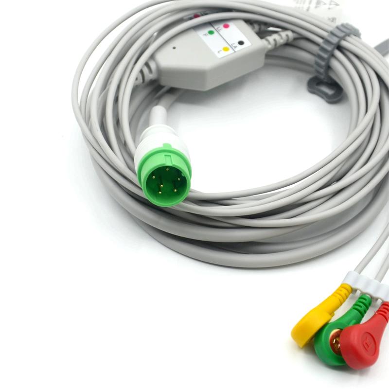 Hoogwaardige Compatibele Zoncare 3-aderige ECG EKG-kabel IEC Snap voor medische accessoires