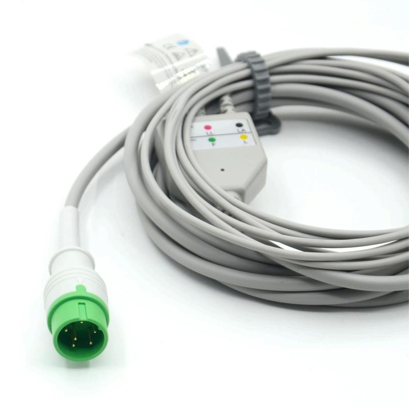 Hoogwaardige Compatibele Zoncare 3-aderige ECG EKG-kabel IEC Snap voor medische accessoires