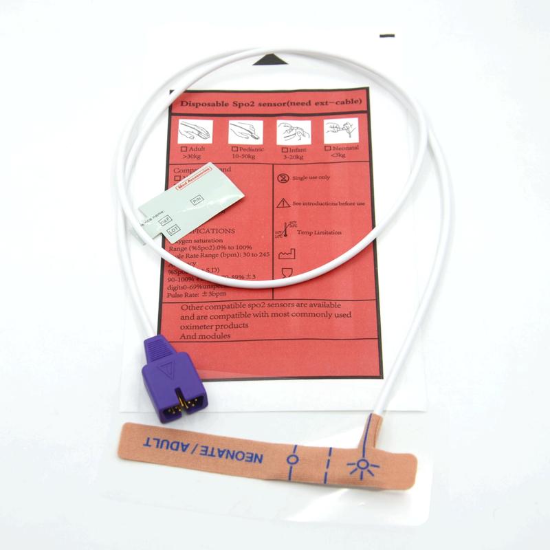 Leverancier van medische accessoires Rekbare stof Compatibel met nellcor 9-pins Wegwerp SpO2-sensor voor pasgeborenen/volwassenen