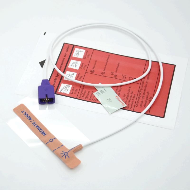 Leverancier van medische accessoires Rekbare stof Compatibel met nellcor 9-pins Wegwerp SpO2-sensor voor pasgeborenen/volwassenen