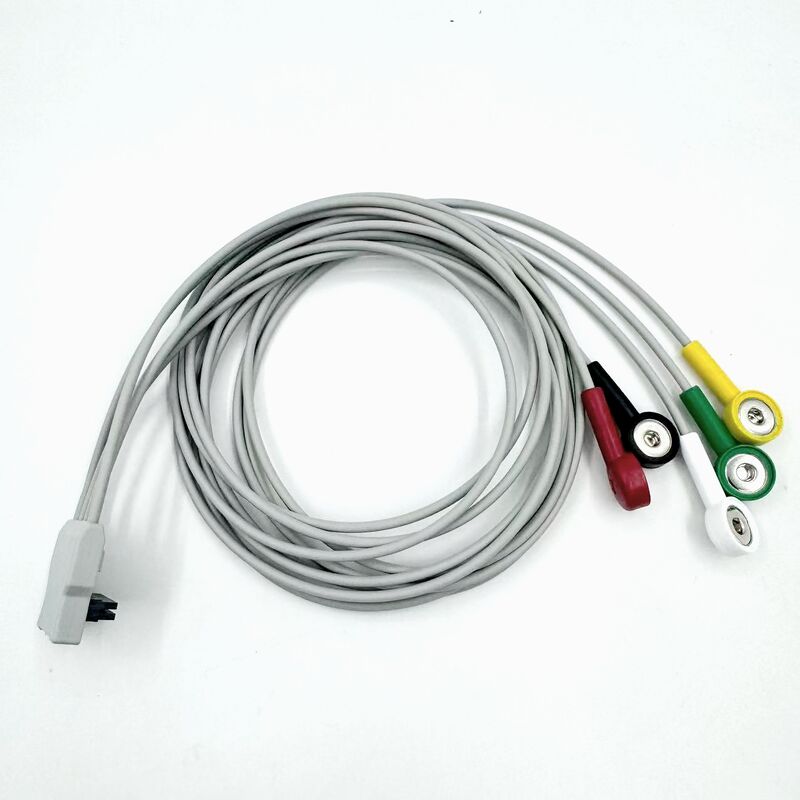 Hoogwaardige medische accessoires RoHS gecertificeerd diagnostisch siliconen IEC kleur 5-lead grabber EKG ECG kabel compatibel BLT