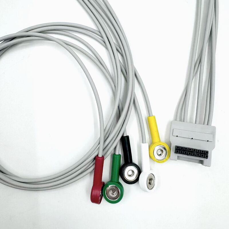 Hoogwaardige medische accessoires RoHS gecertificeerd diagnostisch siliconen IEC kleur 5-lead grabber EKG ECG kabel compatibel BLT