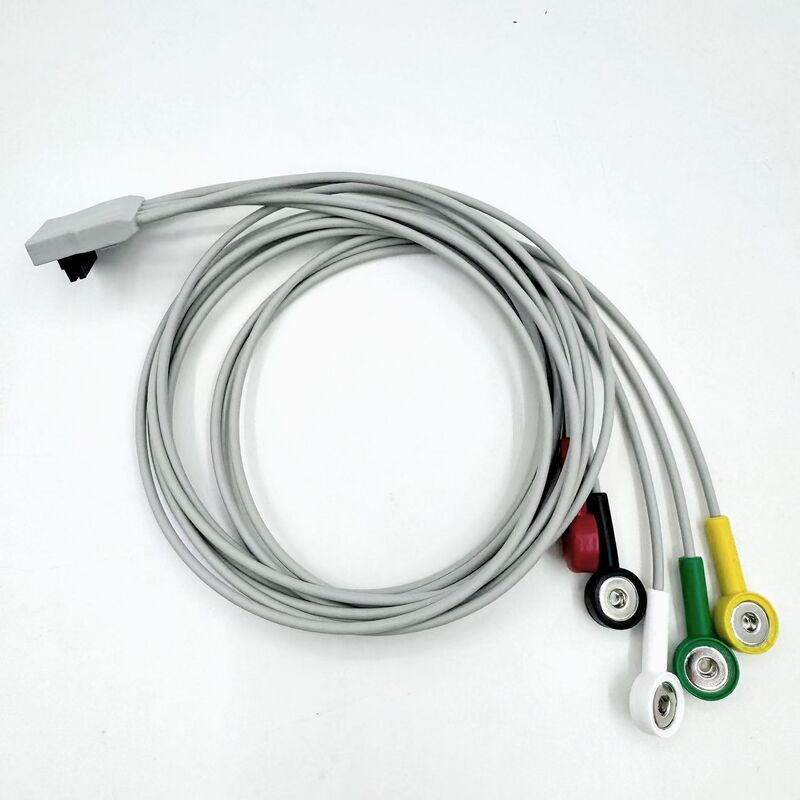 Hoogwaardige medische accessoires RoHS gecertificeerd diagnostisch siliconen IEC kleur 5-lead grabber EKG ECG kabel compatibel BLT