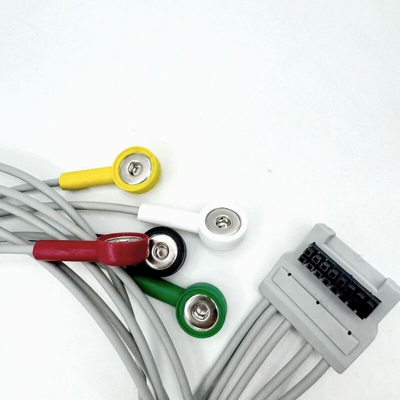 Hoogwaardige medische accessoires RoHS gecertificeerd diagnostisch siliconen IEC kleur 5-lead grabber EKG ECG kabel compatibel BLT