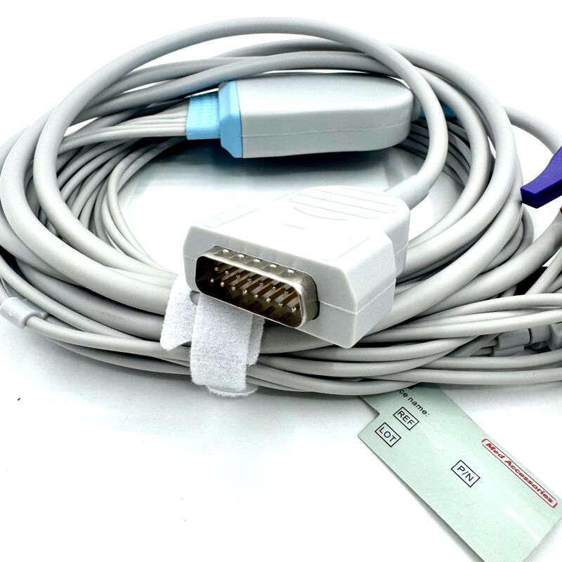 Med Accessoires Compatibel 10 Lead EKG kabel met Grabber End Medisch-grade TPU Latex Medisch verbruiksmateriaal RoHS gecertificeerd