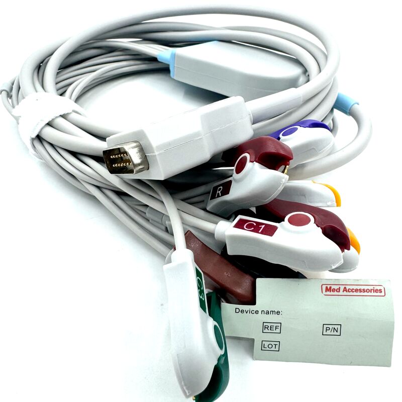 Med Accessoires Compatibel 10 Lead EKG kabel met Grabber End Medisch-grade TPU Latex Medisch verbruiksmateriaal RoHS gecertificeerd