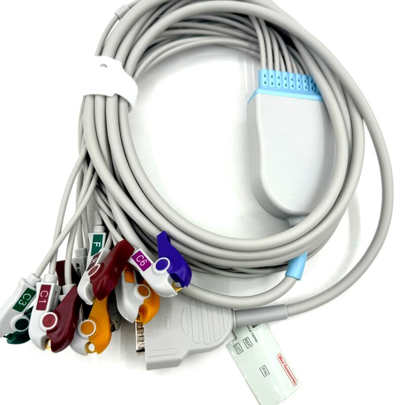 Med Accessoires Compatibel 10 Lead EKG kabel met Grabber End Medisch-grade TPU Latex Medisch verbruiksmateriaal RoHS gecertificeerd