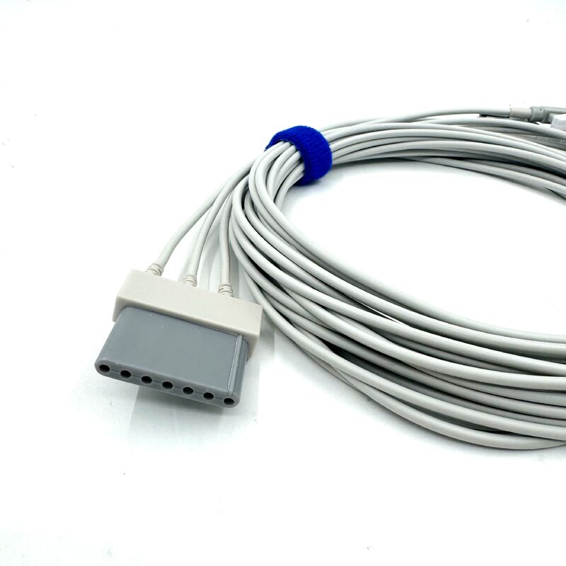 Hoogwaardige medische accessoires RoHS gecertificeerd diagnostisch siliconen IEC kleur 3-Lead Grabber ECG kabel Leadwire