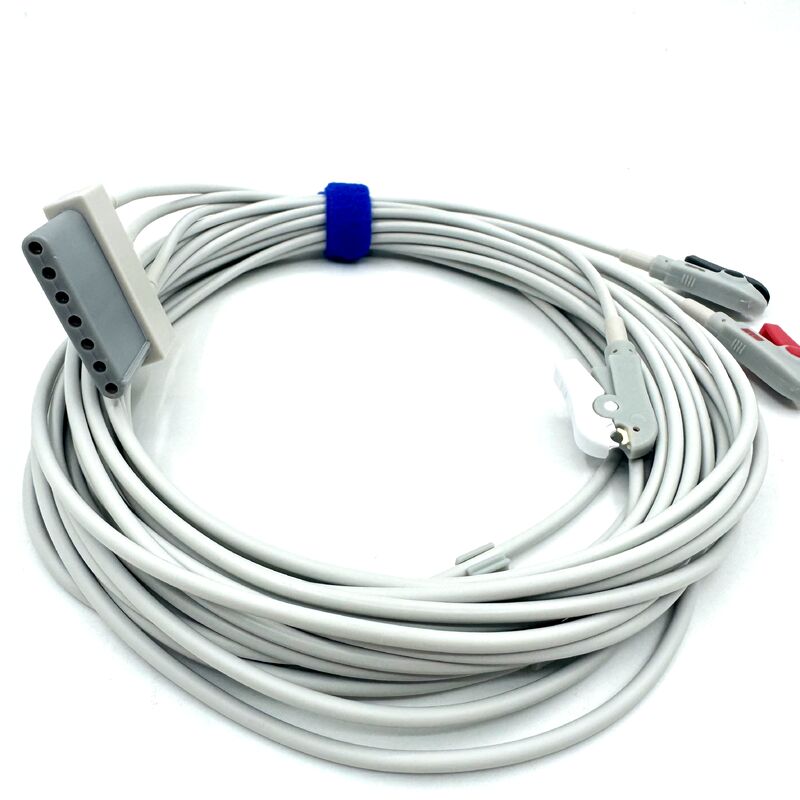 Hoogwaardige medische accessoires RoHS gecertificeerd diagnostisch siliconen IEC kleur 3-Lead Grabber ECG kabel Leadwire
