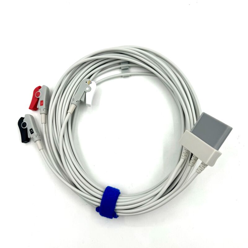 Hoogwaardige medische accessoires RoHS gecertificeerd diagnostisch siliconen IEC kleur 3-Lead Grabber ECG kabel Leadwire