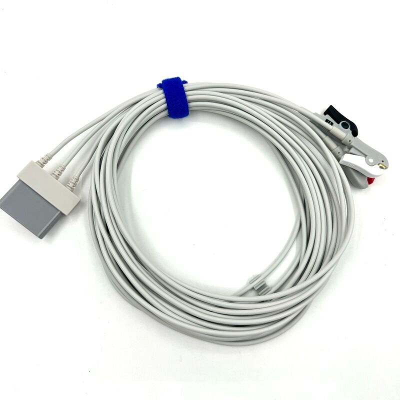 Hoogwaardige medische accessoires RoHS gecertificeerd diagnostisch siliconen IEC kleur 3-Lead Grabber ECG kabel Leadwire