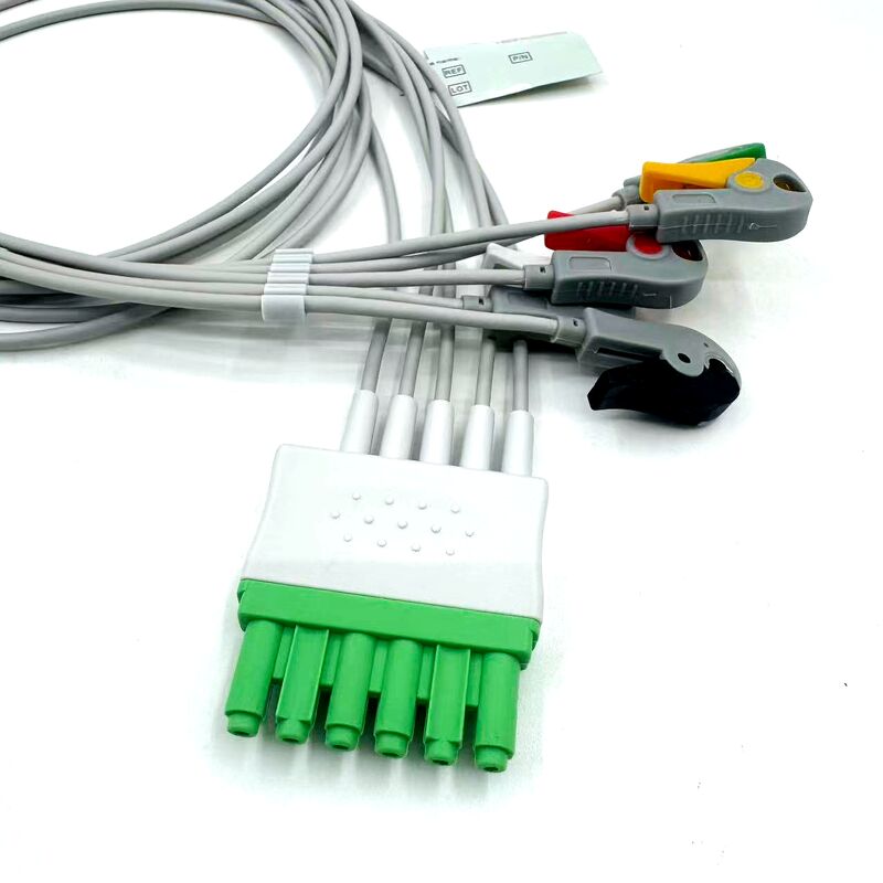 Med-accessoires van hoge kwaliteit IEC-kleurmodel RoHS-gecertificeerde 5-afleidingen Grabber EKG ECG-leadwire voor medische patiënten