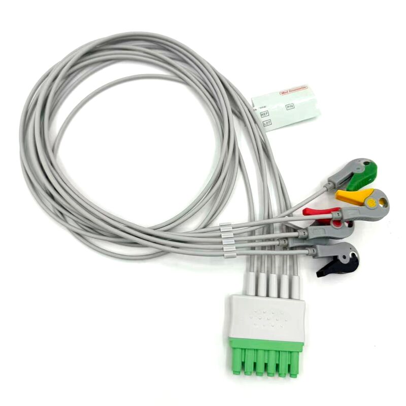 Med-accessoires van hoge kwaliteit IEC-kleurmodel RoHS-gecertificeerde 5-afleidingen Grabber EKG ECG-leadwire voor medische patiënten