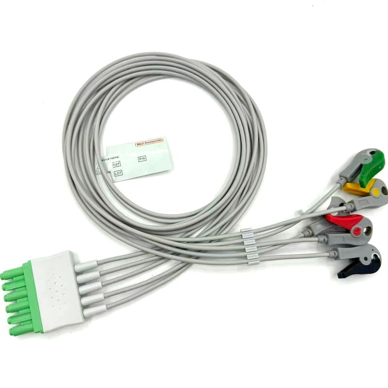 Med-accessoires van hoge kwaliteit IEC-kleurmodel RoHS-gecertificeerde 5-afleidingen Grabber EKG ECG-leadwire voor medische patiënten