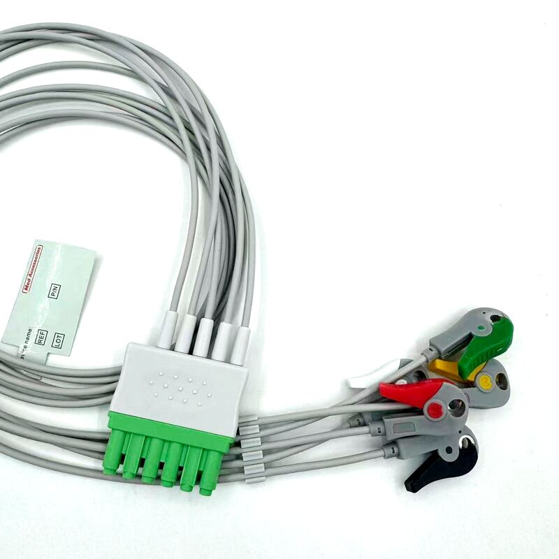Med-accessoires van hoge kwaliteit IEC-kleurmodel RoHS-gecertificeerde 5-afleidingen Grabber EKG ECG-leadwire voor medische patiënten