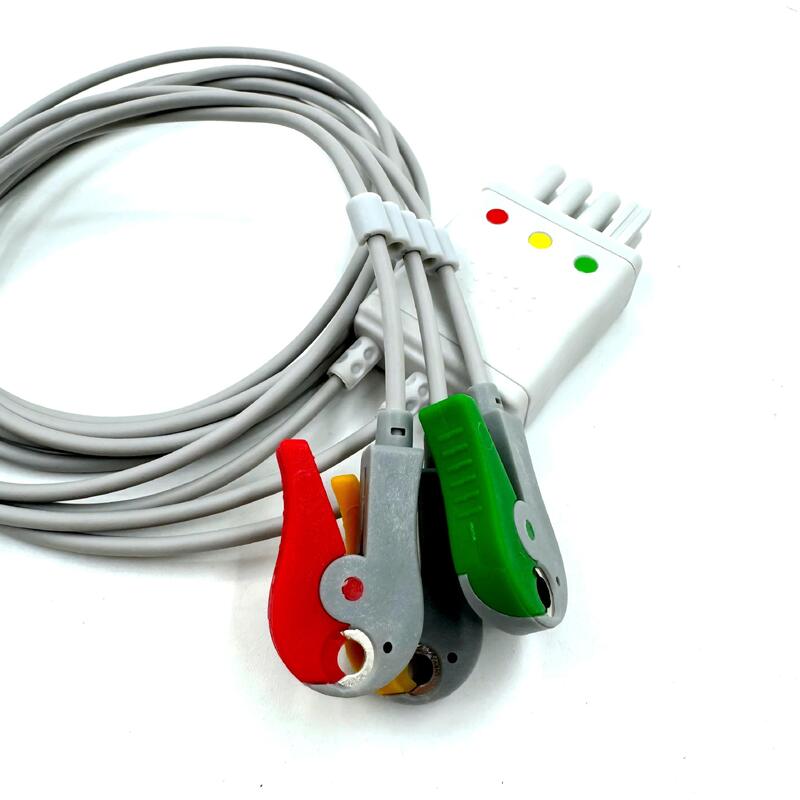 Hoogwaardige medische accessoires IEC Kleurmodel RoHS gecertificeerd 3-Lead Grabber ECG Leadwire Compatibel Nihon Kohden