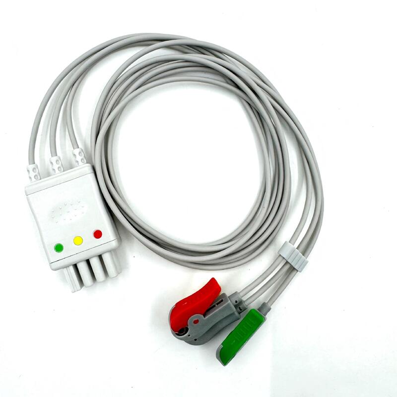 Hoogwaardige medische accessoires IEC Kleurmodel RoHS gecertificeerd 3-Lead Grabber ECG Leadwire Compatibel Nihon Kohden