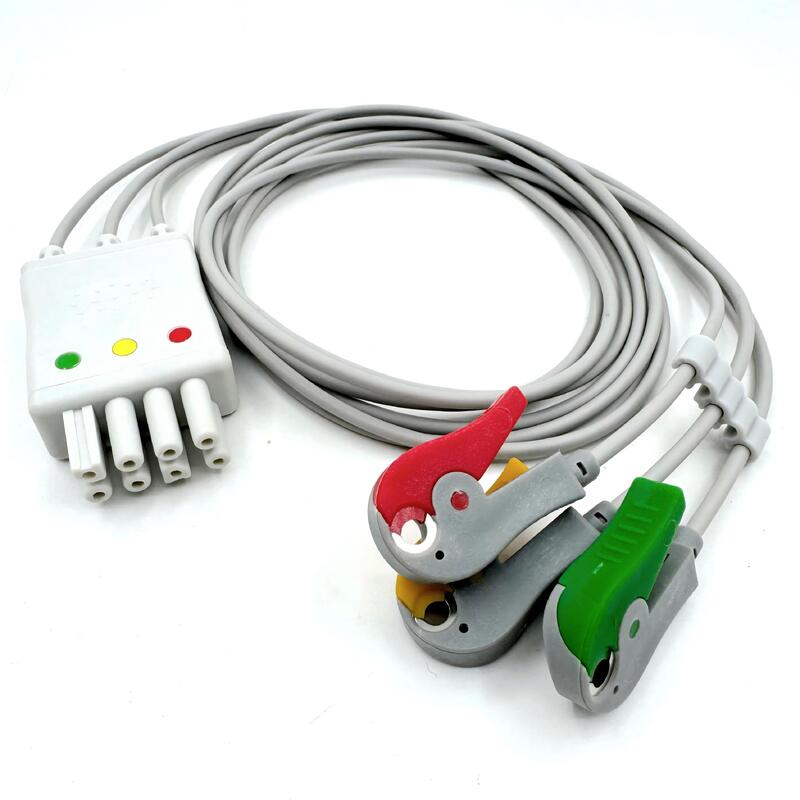 Hoogwaardige medische accessoires IEC Kleurmodel RoHS gecertificeerd 3-Lead Grabber ECG Leadwire Compatibel Nihon Kohden