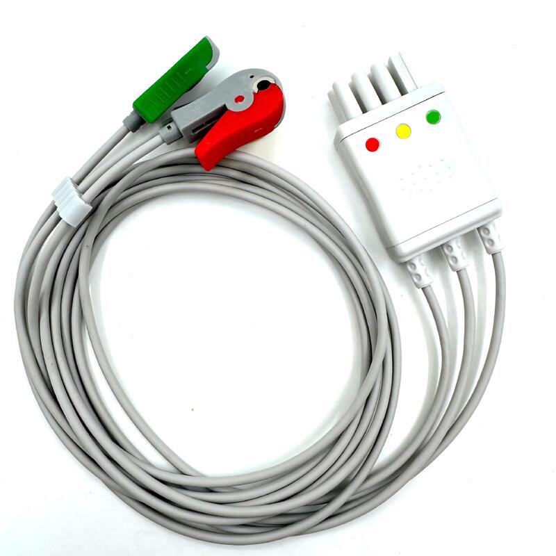 Hoogwaardige medische accessoires IEC Kleurmodel RoHS gecertificeerd 3-Lead Grabber ECG Leadwire Compatibel Nihon Kohden