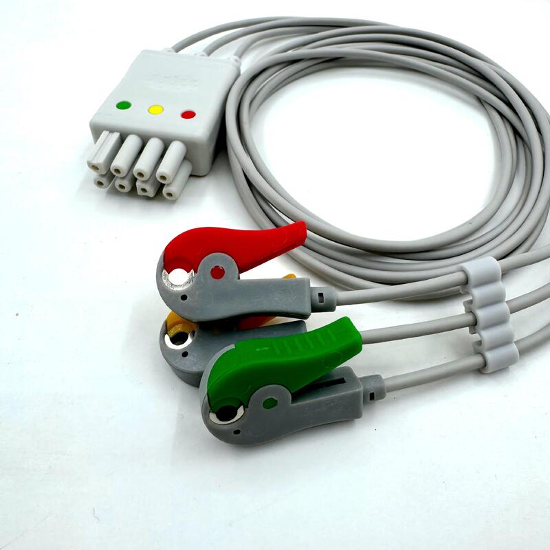 Hoogwaardige medische accessoires IEC Kleurmodel RoHS gecertificeerd 3-Lead Grabber ECG Leadwire Compatibel Nihon Kohden