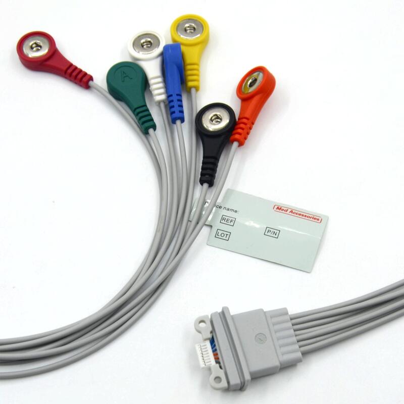 Med Accessories 7-Leads TPU EKG-kabel Snap Monitor Accessoire Medisch Diagnostisch Apparaat ISO Gecertificeerd Klasse I Compatibel Schille